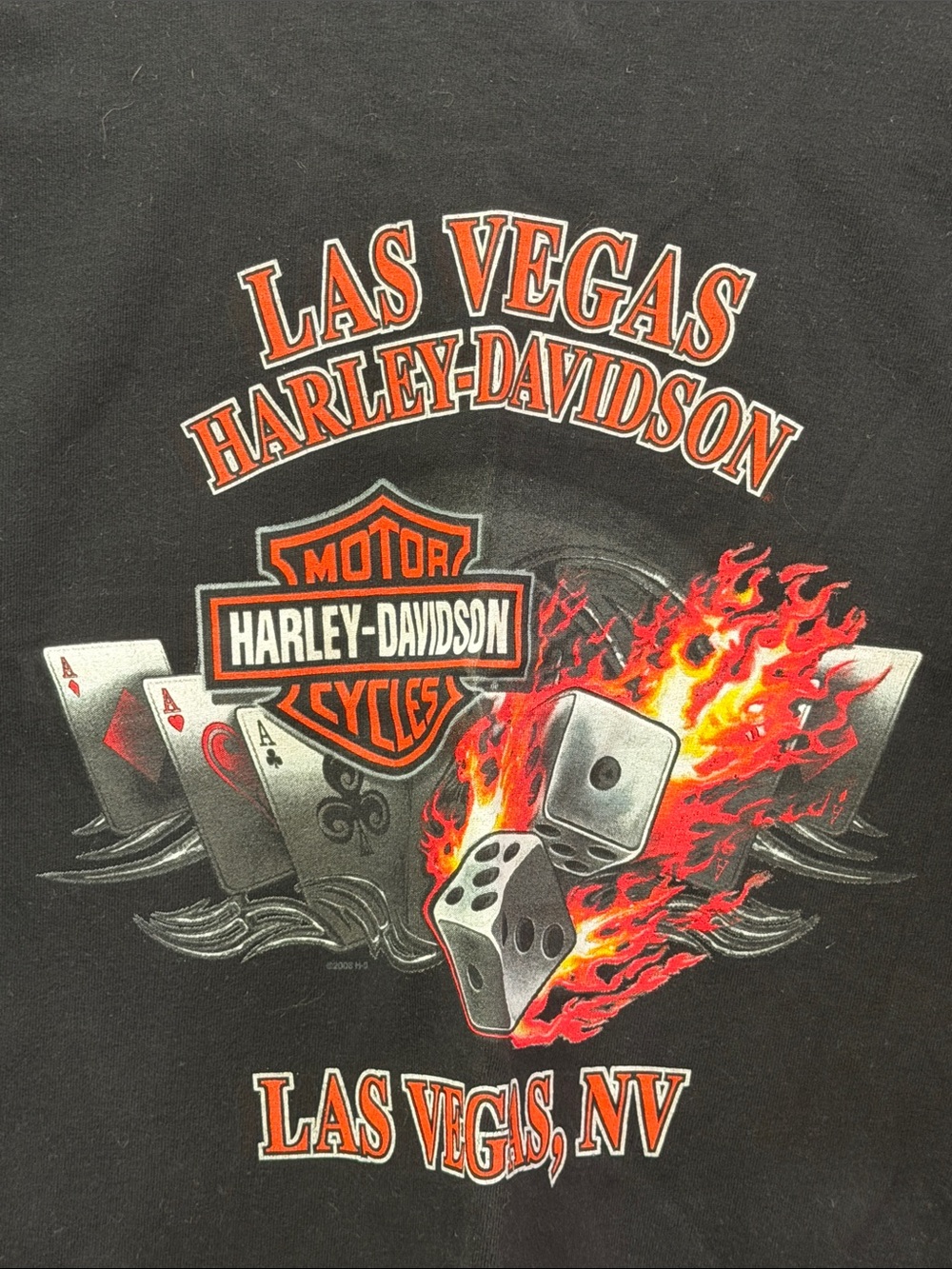 NWOT Harley-Davidson Black Las Vegas Flaming Dice Graphic Tee Size Large